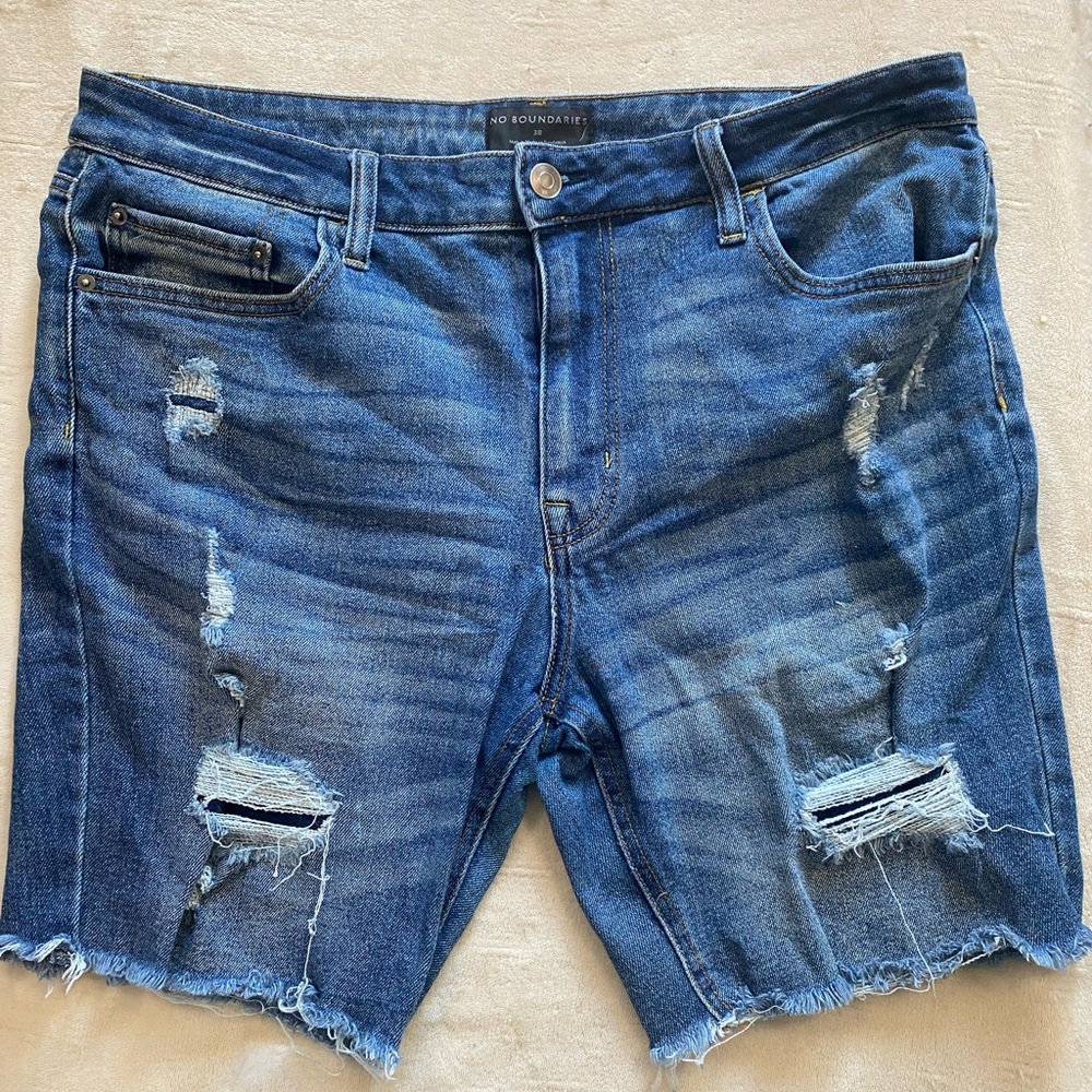 No Boundaries Blue Distressed Jean Shorts